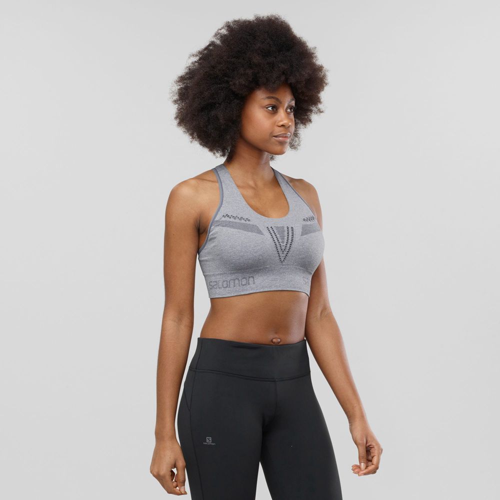 Salomon Israel ESSENTIAL MOVE ON SEAMLESS - Womens Sport Bra - Grey (LQZB-23740)